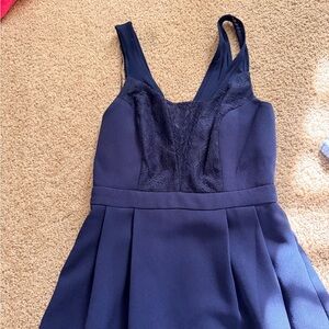 BCBG Navy Sleeveless Dress with Lace Detail